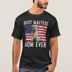 Maltese Mum Usa American Flag Maltese Dog Owner T-Shirt
