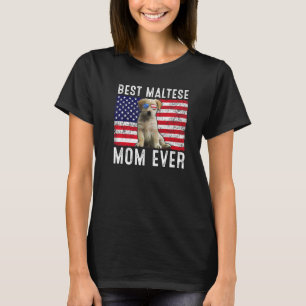 Maltese Mum Usa American Flag Maltese Dog Owner T-Shirt