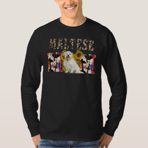 Maltese Mum Western Sunflower Mother's Day T-Shirt