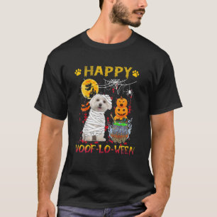 Maltese Mummy Happy Woof-Lo-Ween Halloween Pumpkin T-Shirt