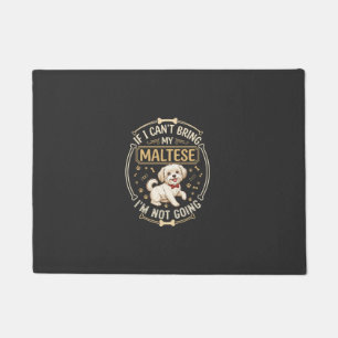 Maltese Not Going Dog Red Bow Tie Bone Frame Doormat