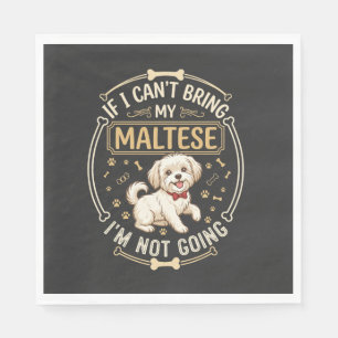 Maltese Not Going Dog Red Bow Tie Bone Frame Napkin