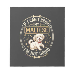 Maltese Not Going Dog Red Bow Tie Bone Frame Notepad