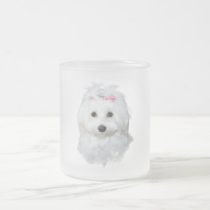 Maltese of Elegance Fluffy Beauty Frosted Glass Coffee Mug