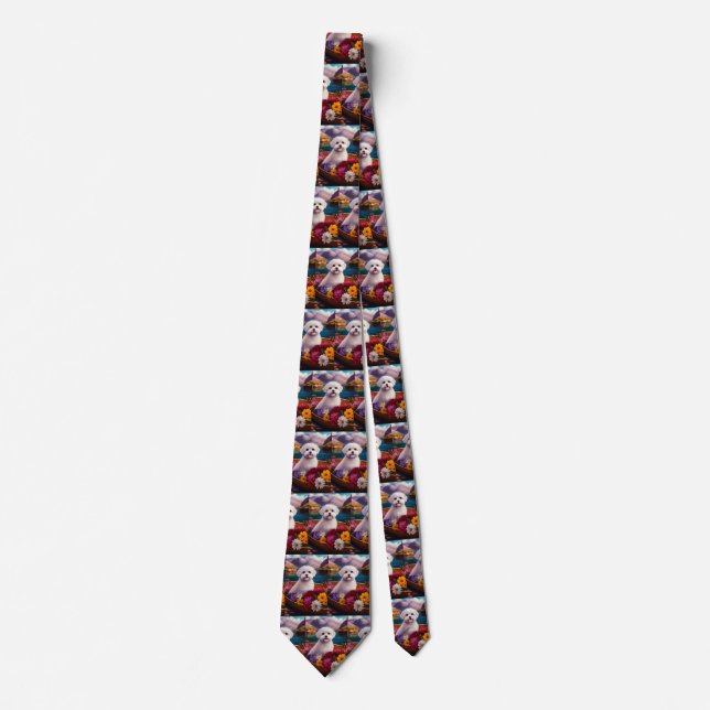 Maltese on a Paddle: A Scenic Adventure Tie (Front)