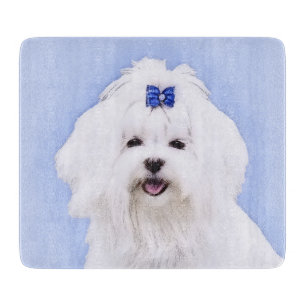 Maltese Painting - Cute Original Dog Art Cutting Board