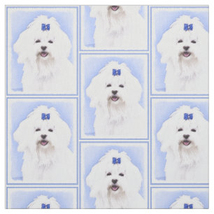 Maltese Painting - Cute Original Dog Art Fabric