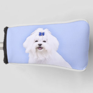 Maltese Painting - Cute Original Dog Art Golf Head Cover