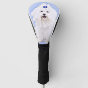 Maltese Painting - Cute Original Dog Art Golf Head Cover