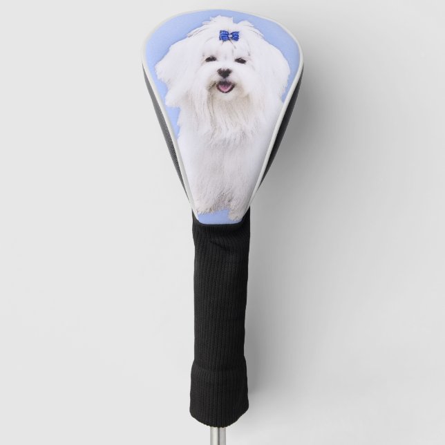 Maltese Painting - Cute Original Dog Art Golf Head Cover (Front)