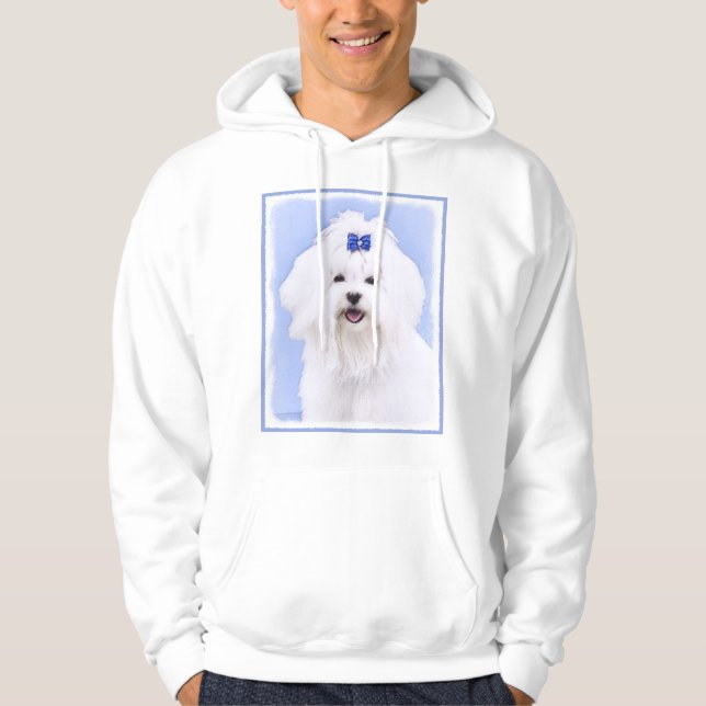 Maltese Painting - Cute Original Dog Art Hoodie (Front)