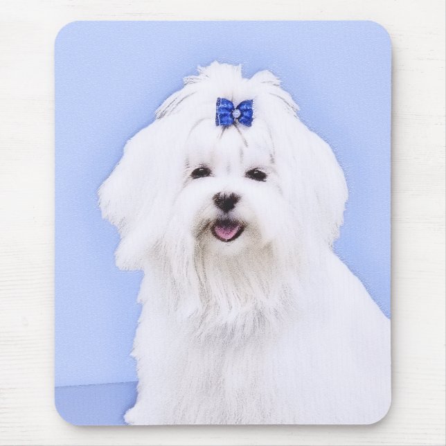 Maltese Painting - Cute Original Dog Art Mouse Mat (Front)