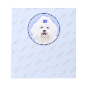 Maltese Painting - Cute Original Dog Art Notepad