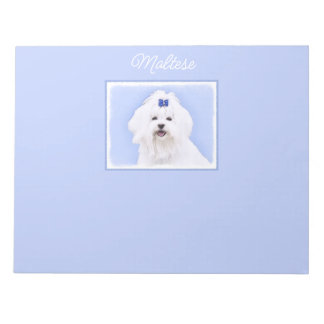 Maltese Painting - Cute Original Dog Art Notepad