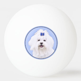 Maltese Painting - Cute Original Dog Art Ping Pong Ball