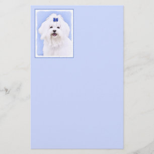 Maltese Painting - Cute Original Dog Art Stationery