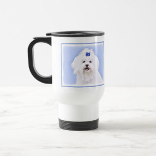 Maltese Painting - Cute Original Dog Art Travel Mug
