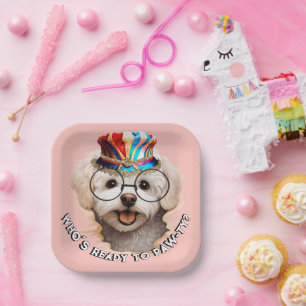 Maltese Paw-ty Plate Pink Puppy Party
