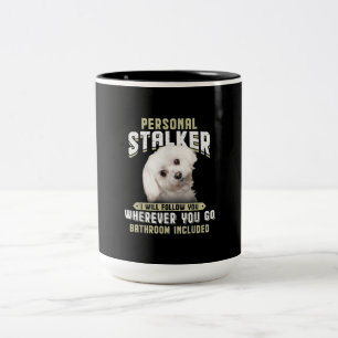 maltese personal stalker i will follow you whereve Two-Tone coffee mug