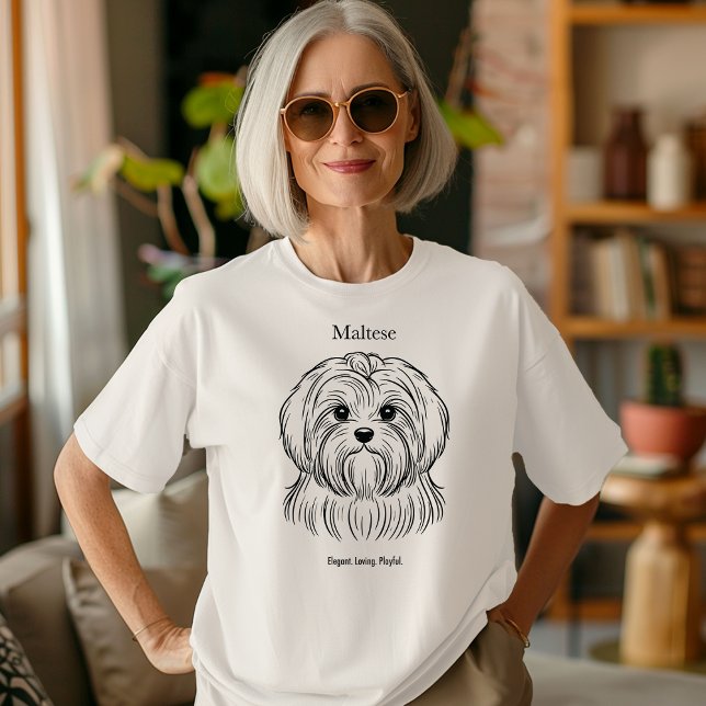 Maltese Portrait Black Line Illustration Tri-Blend Shirt (Creator Uploaded)