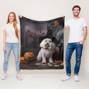 Maltese Pumpkins Halloween Scary Fleece Blanket
