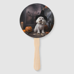 Maltese Pumpkins Halloween Scary Hand Fan