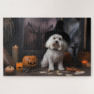 Maltese Pumpkins Halloween Scary  Jigsaw Puzzle