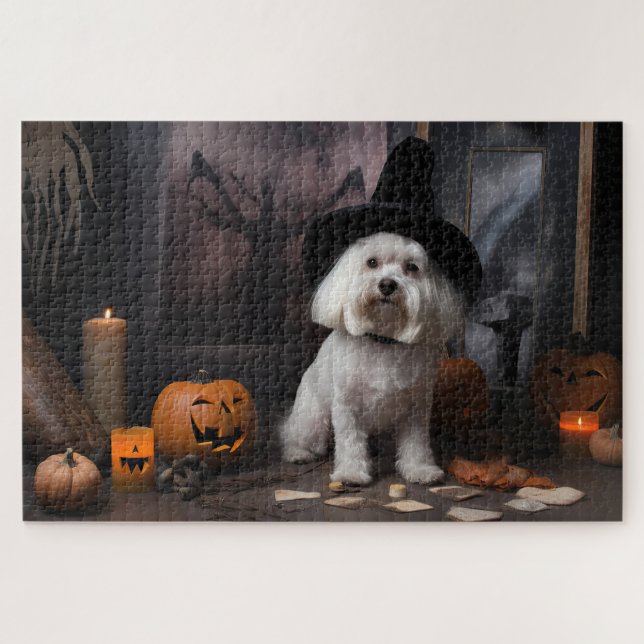Maltese Pumpkins Halloween Scary  Jigsaw Puzzle (Horizontal)