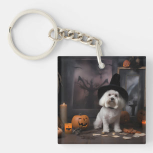 Maltese Pumpkins Halloween Scary Key Ring