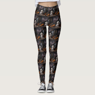 Maltese Pumpkins Halloween Scary  Leggings