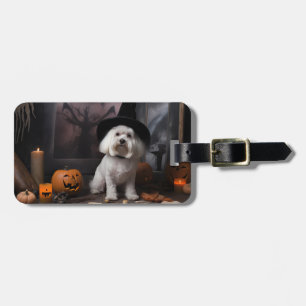 Maltese Pumpkins Halloween Scary  Luggage Tag
