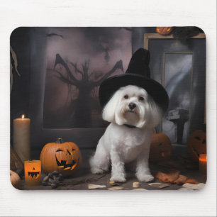 Maltese Pumpkins Halloween Scary Mouse Mat