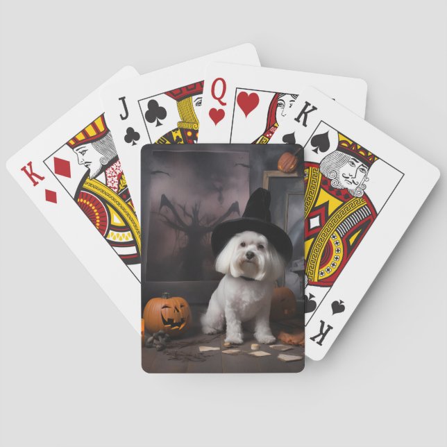 Maltese Pumpkins Halloween Scary  Playing Cards (Back)