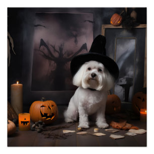 Maltese Pumpkins Halloween Scary  Poster