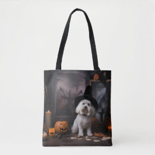 Maltese Pumpkins Halloween Scary  Tote Bag
