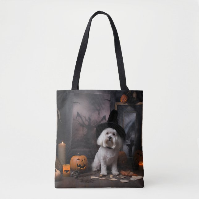 Maltese Pumpkins Halloween Scary  Tote Bag (Front)