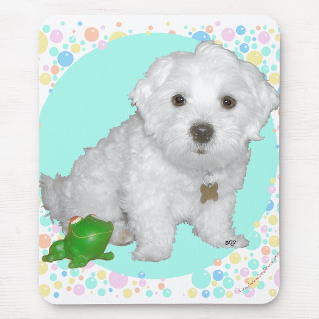 Maltese Pup with Bubbles Mouse Mat (Front)