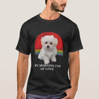 Maltese Puppies Lover Retro Sunset Pet Owner Love  T-Shirt