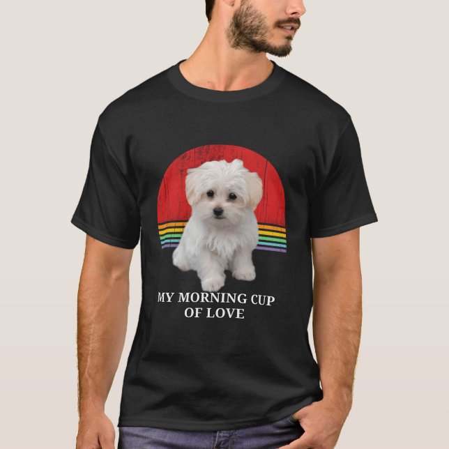 Maltese Puppies Lover Retro Sunset Pet Owner Love  T-Shirt (Front)