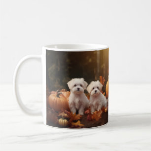 Maltese Puppy Autumn Delight Pumpkin  Coffee Mug
