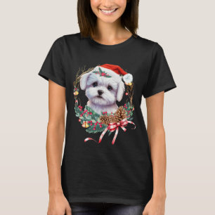 Maltese Puppy Christmas, Xmas Maltese Dog T-Shirt