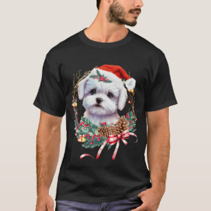 Maltese Puppy Christmas, Xmas Maltese Dog T-Shirt