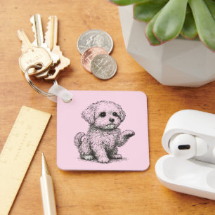 Maltese Puppy Key Ring