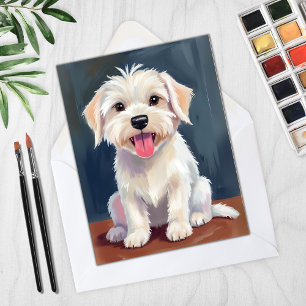Maltese Puppy White Dog Painting Card