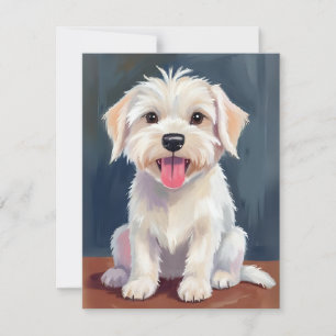 Maltese Puppy White Dog Painting Thank You Card