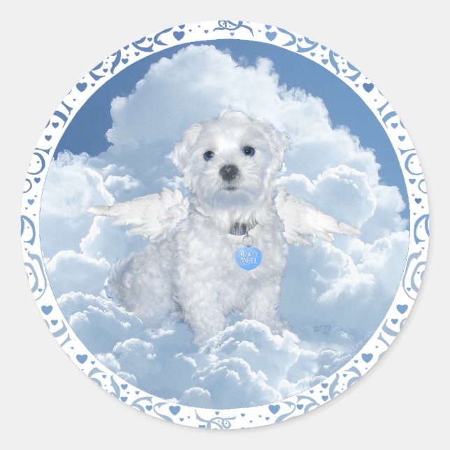 Maltese Rescue Angel Classic Round Sticker (Front)
