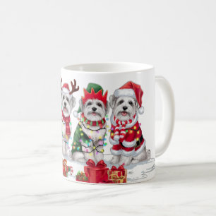 Maltese Santa hat antlers elf Christmas lights  Coffee Mug