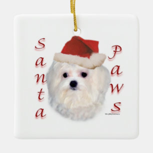 Maltese Santa Paws Ceramic Ornament