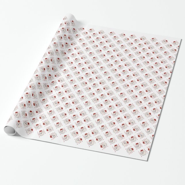 Maltese Santa Paws Wrapping Paper (Unrolled)