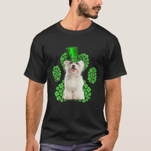 Maltese Shamrock Paw Clovers St Patrick's Day T-Shirt